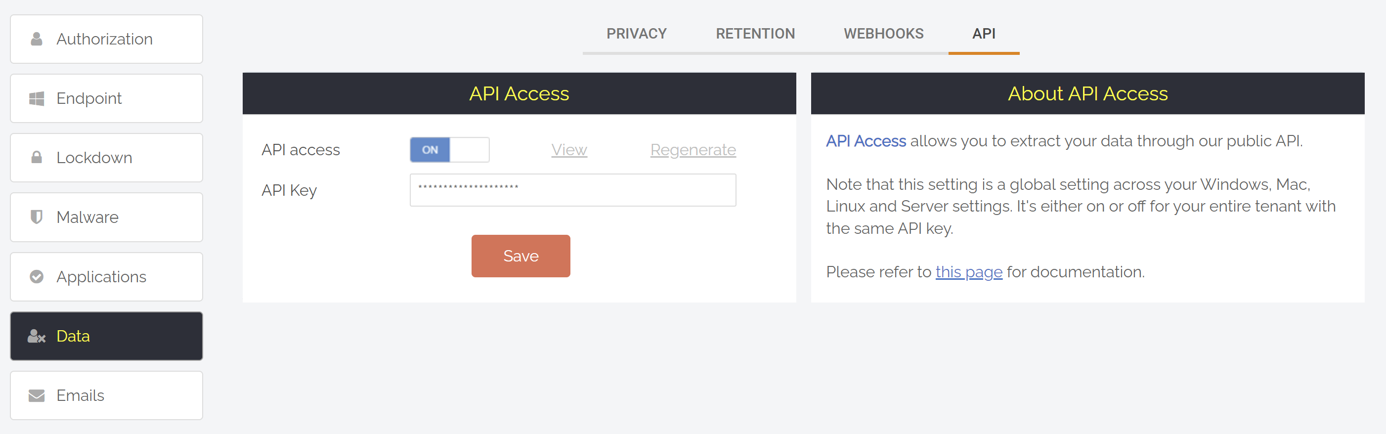 Rest API portal settings