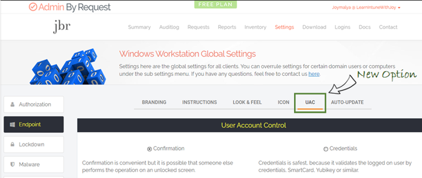 Admin By Request version 7 Windows Client uitlizes Windows UAC - There will be a new option to configure UAC settings under Endpoint in the ABR portal