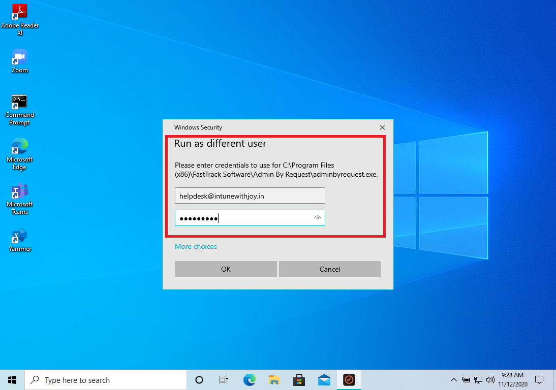 Starting a Support Assist session with Admin By Request - Support Sign in button facilitates Helpdesk engineer to sign-in to ABR client and run it seperately from the current logged-in Windows account.