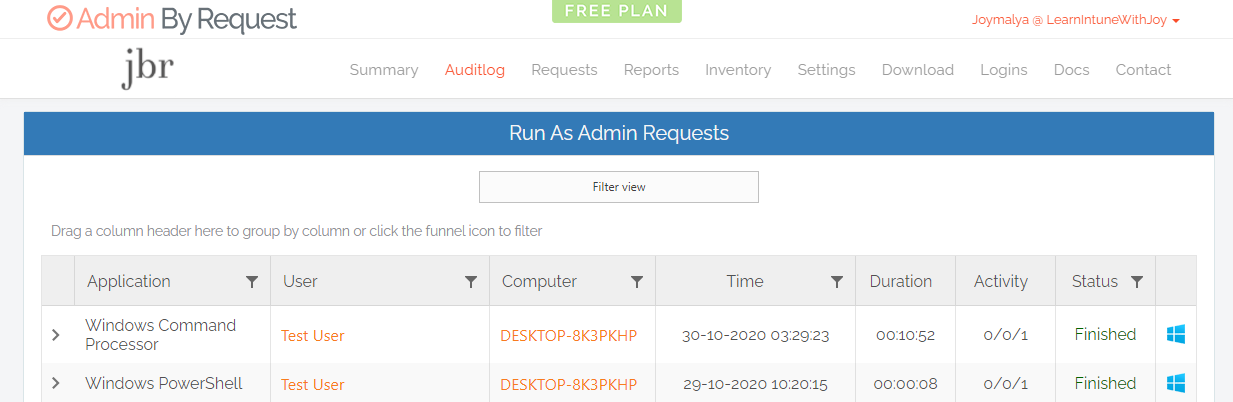 Admin By Request - Check the Run as admin audit events from the ABR portal