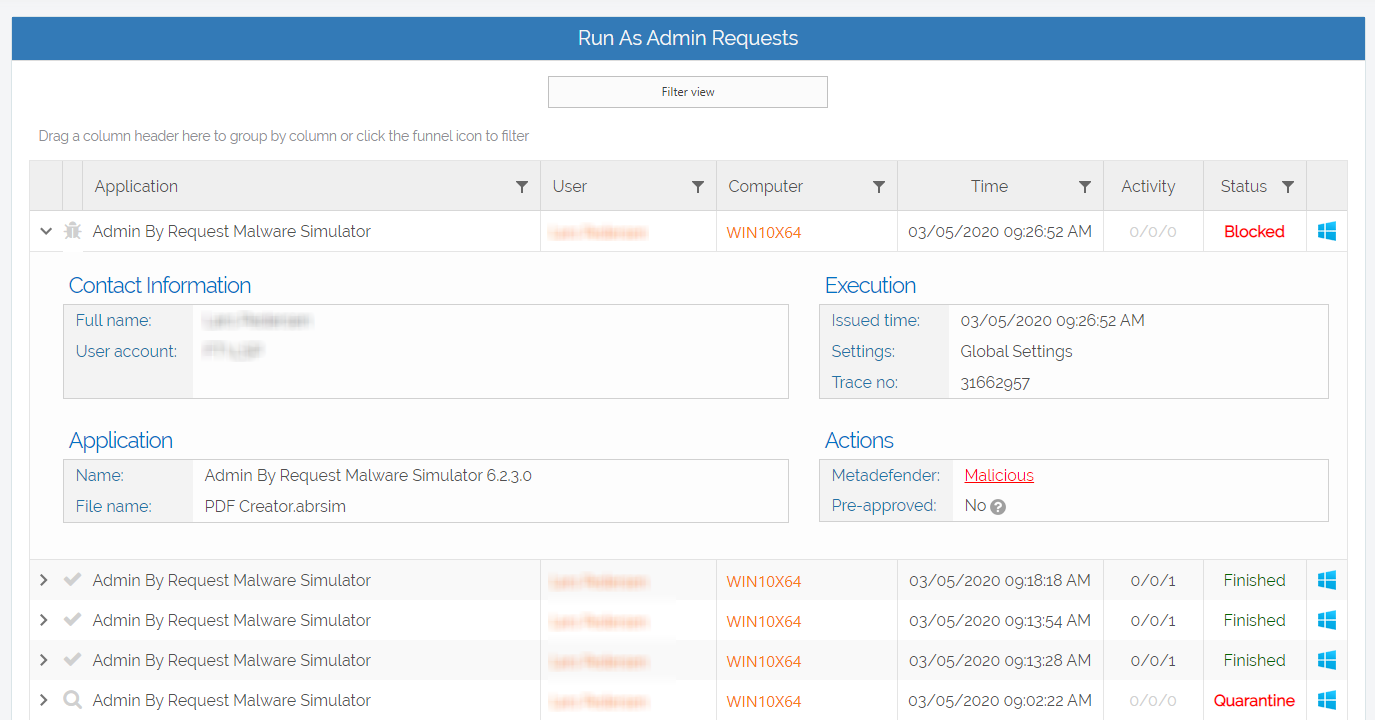 Auditlog blocking