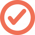 Orange admin by request circle tick logo. » admin by request