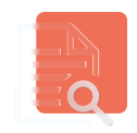 Document search icon: notebook, sheet, and magnifying glass for finding in documents.
