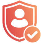Shield with user silhouette and a verification checkmark, indicating a verified secure profile account. » admin by request