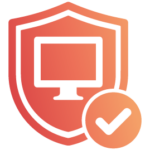 Shield icon with a computer monitor and a checkmark badge, indicating verified security or protection. » admin by request