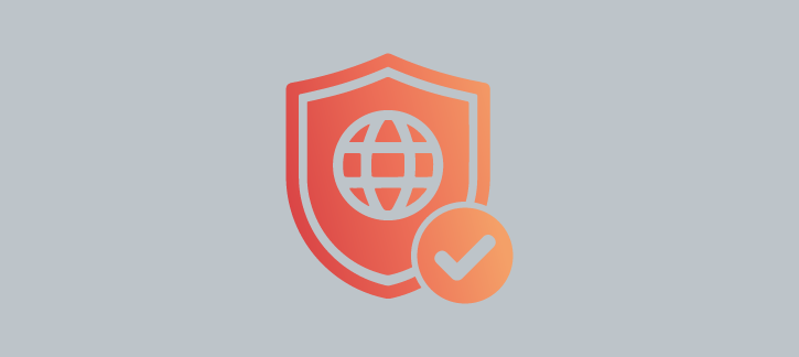 Shield icon with a globe and a verification checkmark, indicating global online security » admin by request » admin by request