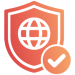 Security shield with globe and a checkmark, indicating secure online access » admin by request » admin by request
