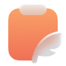 Eco-friendly clipboard icon with a leaf, representing sustainability or green documentation