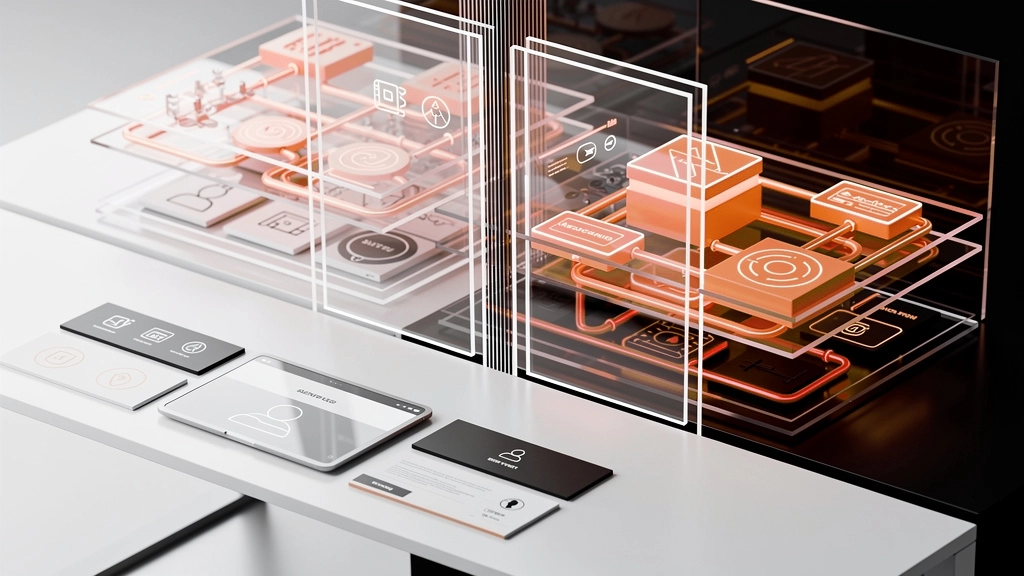 Inline-1 » admin by request Futuristic holographic ui panels floating over a desk with a smartphone and business cards. » admin by request