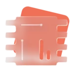 Orange abstract microchip icon with side tabs and white circuit traces. » admin by request » admin by request