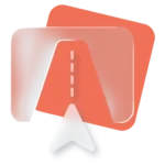 Navigation or directions icon: orange layered map with a dashed road and a map pin cursor at bottom edge » admin by request » admin by request