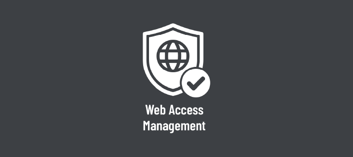 Logo of web access management: shield with globe and a checkmark. » admin by request » admin by request