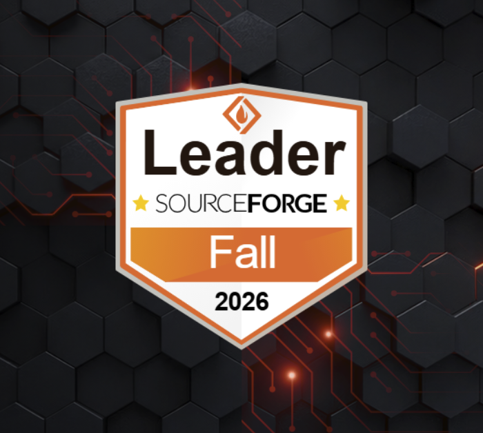 Leader sourceforge fall 2026 badge on a dark hex grid with orange circuitry accents. » admin by request