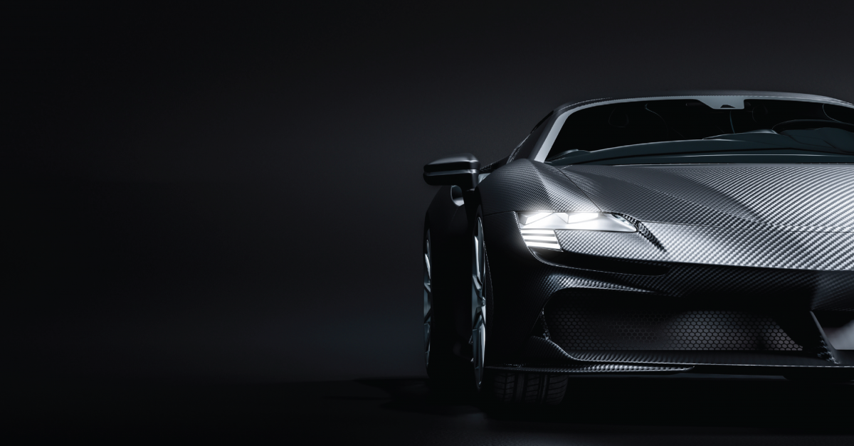 Image of a tech-looking car in dark blue/grey