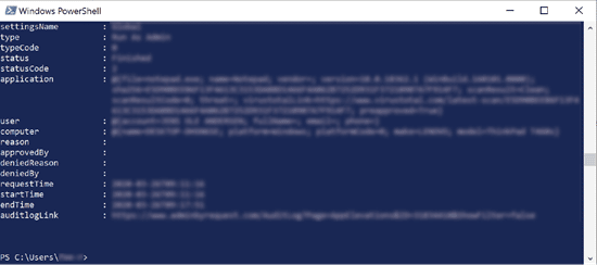 Task e of using powershell: getting audit log data. » admin by request