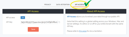 Task a of using powershell: clicking into api access. » admin by request