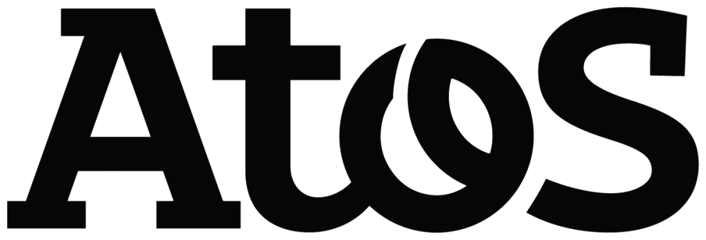 Black and white atos logo. » admin by request