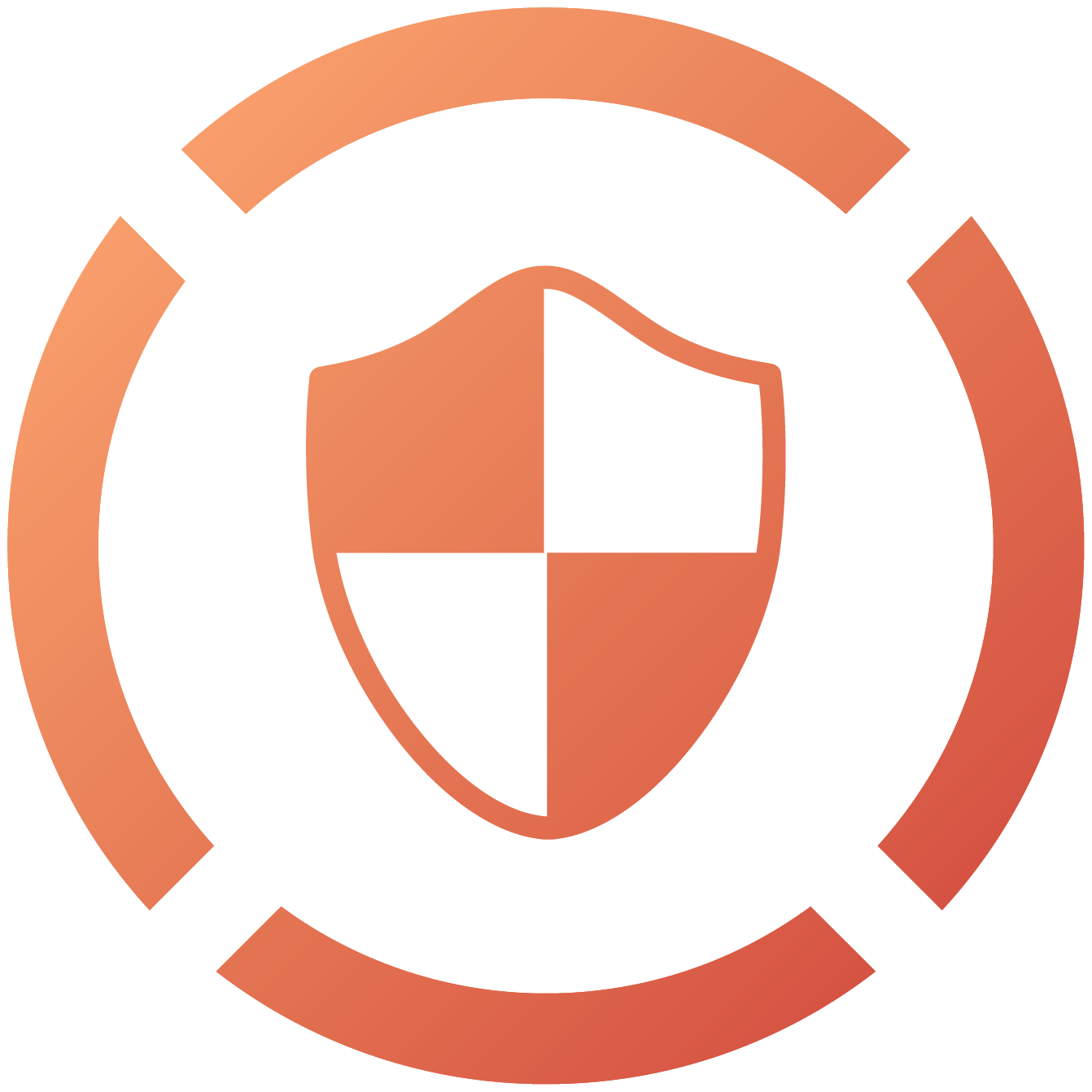 Orange shield in a broken orange circle. » admin by request » admin by request