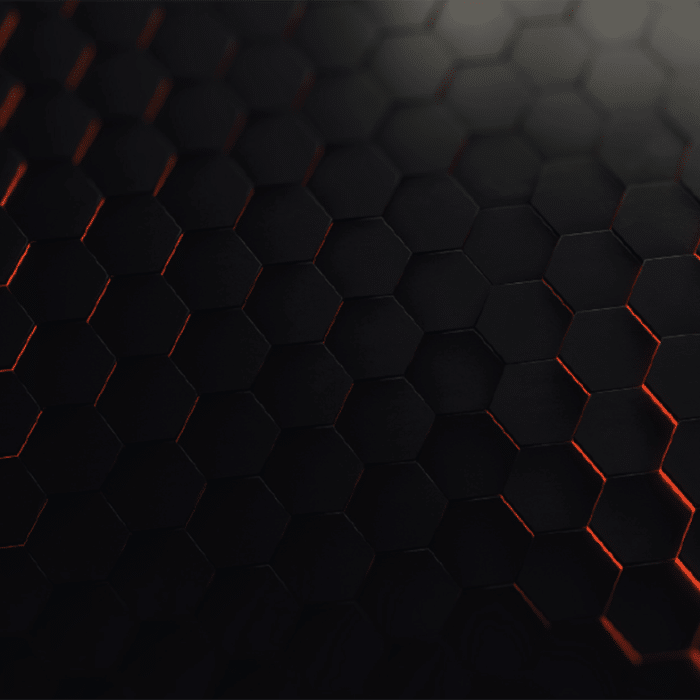 Digital artwork of 3d black hexagons with orange sides, all positioned at different heights. » admin by request