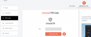 Picture17 » admin by request Admin by request admin portal showing the uninstall pin code screen