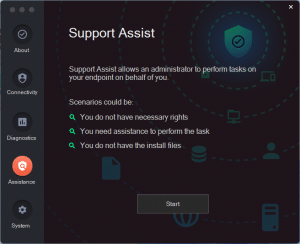 Picture6 » admin by request The support assist screen in the admin by request about window
