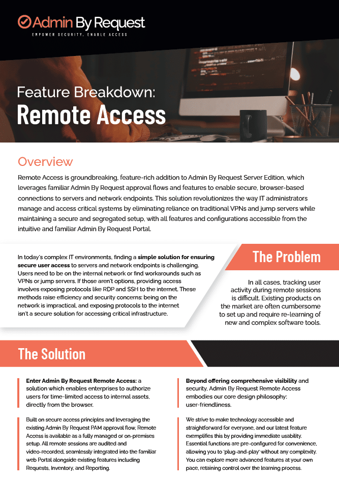Admin by request remote access feature breakdown page 1 » admin by request » admin by request