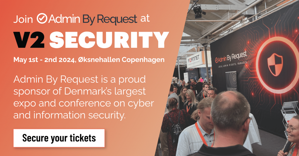 Admin by request proud sponsor of v2 security conference denmark, promotional banner. » admin by request » admin by request