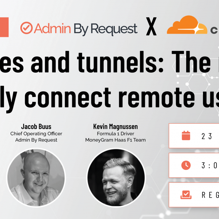 Promo banner for upcoming Admin By Request X Cloudflare live webinar