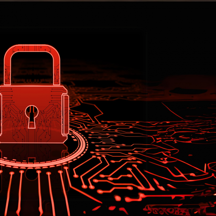 Digital graphic of a padlock in the centre of some light patterns » admin by request