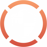 Orange circle with white and grey shield in the middle.