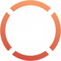 Orange circle with white graph in the middle.